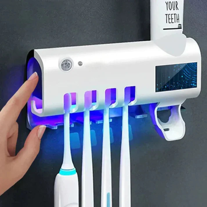 Porta Cepillos Dental con Esterilizador y Dispensador Automático