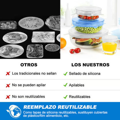 Pack x6 Tapas Selladora Ajustable Multiusos