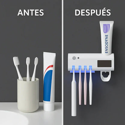 Porta Cepillos Dental con Esterilizador y Dispensador Automático