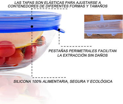 Pack x6 Tapas Selladora Ajustable Multiusos